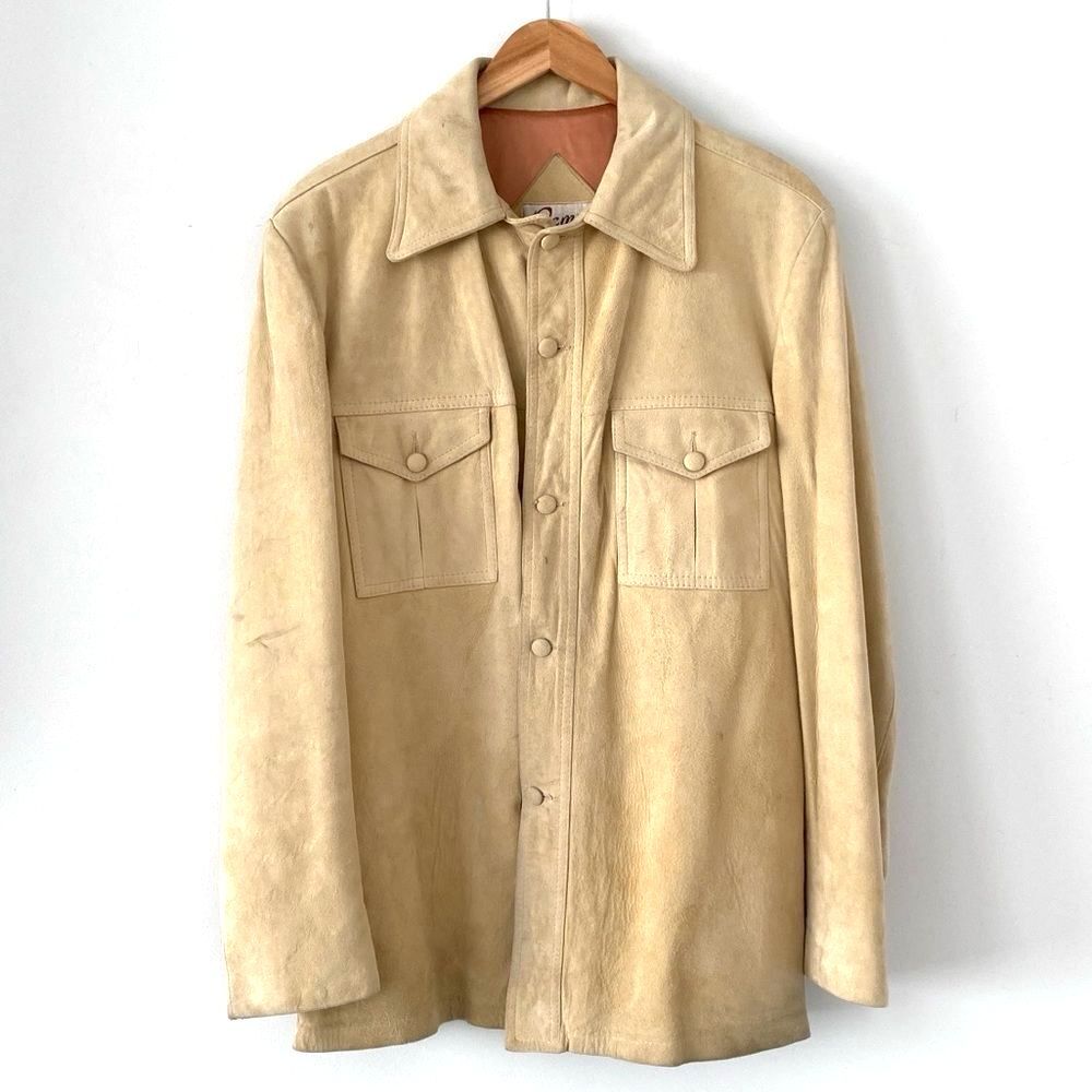 Vintage Remy Men's Cream Suede Jacket Shirt Sz 44 Western Indie Retro